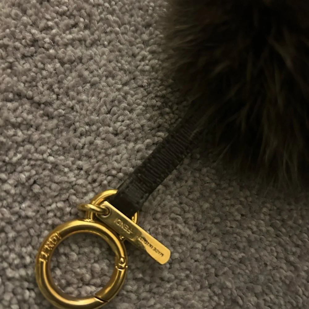Fendi Dark Brown Fur Pom Pom Key Chain Charm - Picture 5 of 10